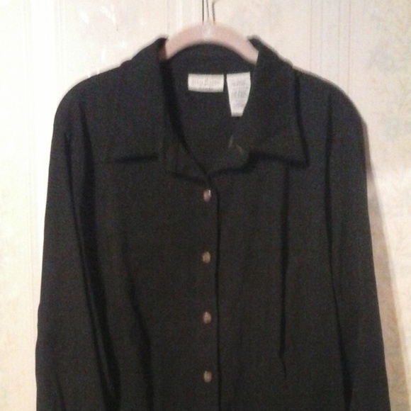 *WHITE STAG BLACK SOFT VELVET LONG SLEEVE SHIRT - Picture 1 of 6